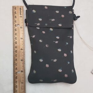 Free People "Let Dance" Grey Leather Phone Crossbody Bag Floral Print.